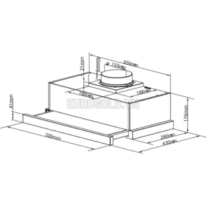 Bấm vào để xem thư viện ảnh Hút Mùi Kéo Rút Mặt Kính Trắng EUH01270PRO (EUH1270DW) Eurogold