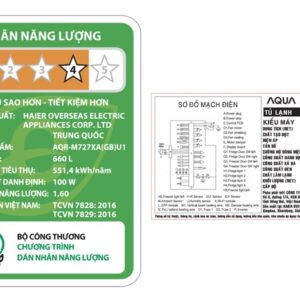 Tủ lạnh Aqua Inverter 660 lít Multi Door AQR-M727XA(GB)U1