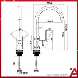 Bấm vào để xem thư viện ảnh Vòi Rửa Chén Hafele HT21-CH1F220C 577.56.200