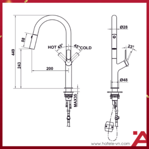 Bấm vào để xem thư viện ảnh VÒI BẾP Hafele LUX-P HT25-SH1F449 570.85.044
