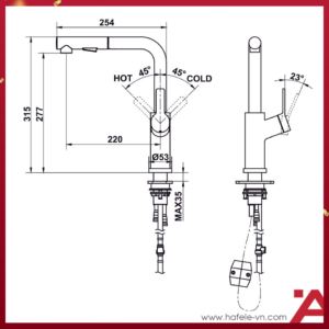 Bấm vào để xem thư viện ảnh VÒI BẾP Hafele LUX-P HT25-SH1P315 570.85.049