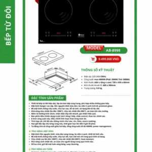 Bấm vào để xem thư viện ảnh Bếp từ đôi Arber AB8998