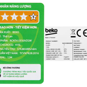 Tủ lạnh Beko Inverter 396 lít RCNT415E50VZGW