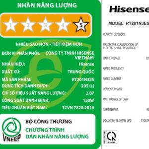 Tủ lạnh 2 cánh Hisense Inverter 205 lít RT201N3ES