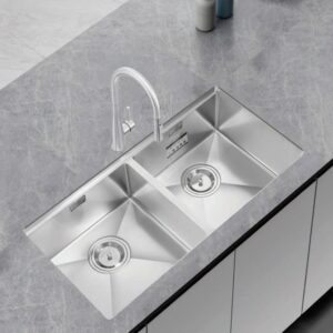 Bấm vào để xem thư viện ảnh Chậu Rửa Bát Âm 2 Hố Chống Xước Cân INOX 304 EUC28845GB Eurogold