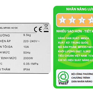 Máy giặt Midea Inverter 9.5 Kg MFK95-1401SK Mới 2020