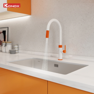 Bấm vào để xem thư viện ảnh Vòi rửa bát dây rút Konox Lasi Orange