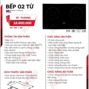 Bấm vào để xem thư viện ảnh Bếp từ đôi Kaff KF FL6008ii | Mâm E.G.O đức | Bảo hành 5 năm | Nhập khẩu Malaysia