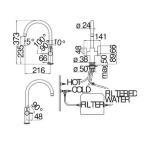 Bấm vào để xem thư viện ảnh Vòi rửa bát NoBiNox SORA NB164