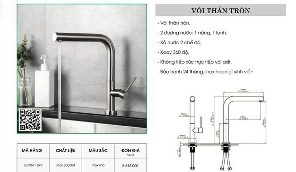 z6832081332005-45c953ad790a4d6d7279188e77af687b-1.jpg Bấm vào để xem thư viện ảnh Vòi rửa bát GF304-SRV Grob