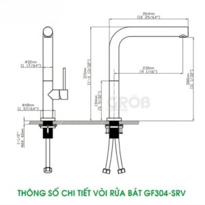 Bấm vào để xem thư viện ảnh Vòi rửa bát GF304-SRV Grob